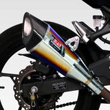 YOSHIMURA 180-227A5E80B 13-SINGLE EXIT WITHOUT DB KILLER TITANIUM BLUE COVER SLIP-ON SYSTEM R-11 EXHAUST FOR KAWASAKI NINJA 250/Z250