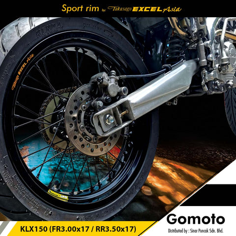 BARTubeless Kawasaki KLX150 Takasago Excel Asia (FR3.00x17 / RR3.50x17) Black Spokes