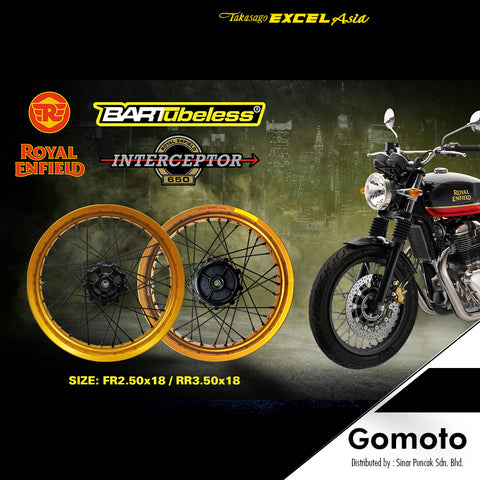 BARTubeless Royal Enfield Interceptor 650 / Continental GT 650 Takasago Excel Asia  ( FR 2.50x18 / RR 3.50x18 )