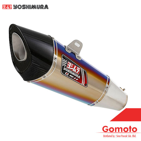 YOSHIMURA 180-227A5E80B 13-SINGLE EXIT WITHOUT DB KILLER TITANIUM BLUE COVER SLIP-ON SYSTEM R-11 EXHAUST FOR KAWASAKI NINJA 250/Z250