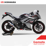 YOSHIMURA 180-227A5E80B 13-SINGLE EXIT WITHOUT DB KILLER TITANIUM BLUE COVER SLIP-ON SYSTEM R-11 EXHAUST FOR KAWASAKI NINJA 250/Z250