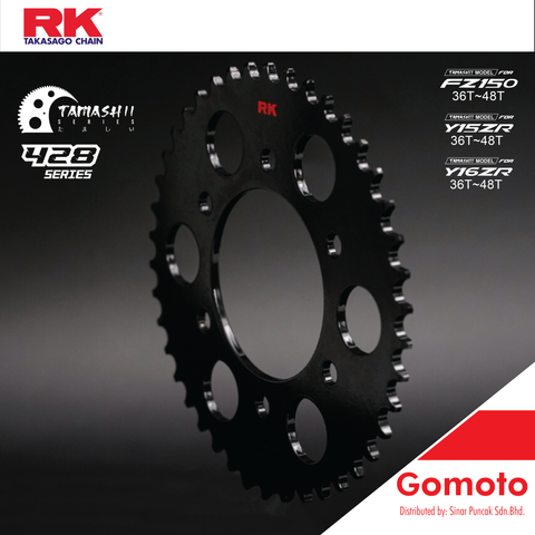 RK Takasago Chain 428 Yamaha Y15/Y16/FZ150 TAMASHII All Black Sprocket