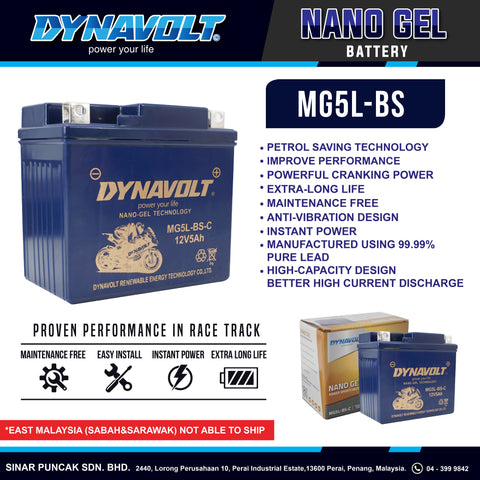 Dynavolt Battery MG5L-BS 12V 5Ah