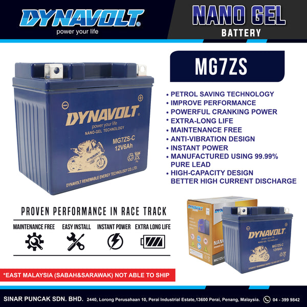 Dynavolt Battery MG7ZS-C 12V 6Ah