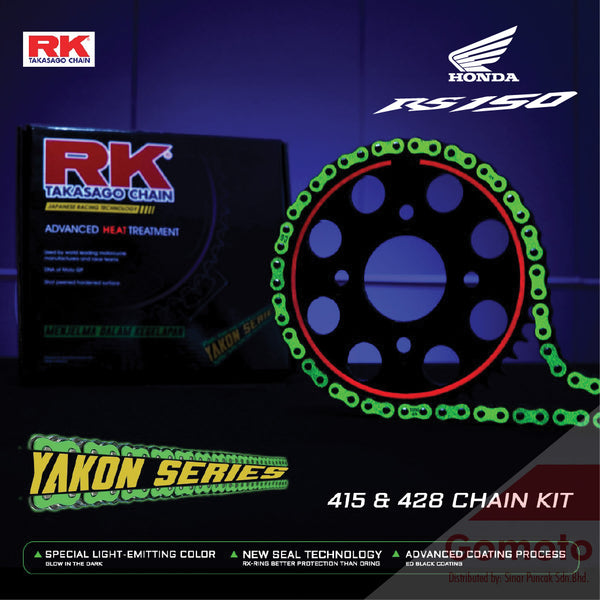 RK YAKON SERIES Chain Kit 415/428 Honda RS150 Glow In The Dark