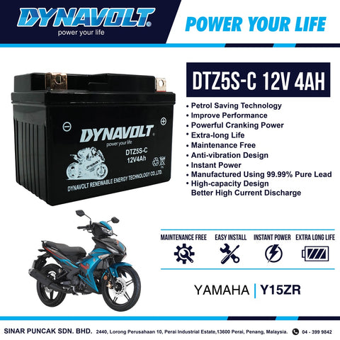 Dynavolt Battery DTZ5S-C 12V 4Ah | Yamaha Y15ZR