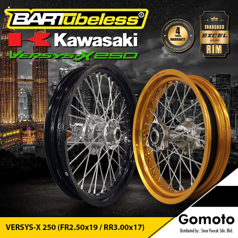 BARTubeless Kawasaki Versys-X 250 Takasago Excel Asia  ( FR 2.50x19 / RR 3.00x17 )