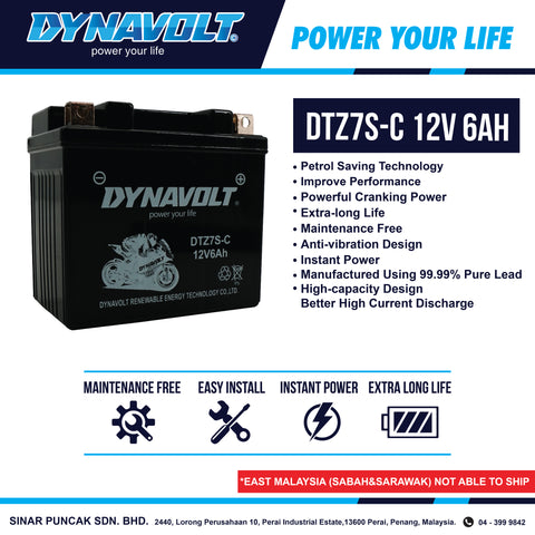Dynavolt Battery DTZ7S-C 12V 6Ah
