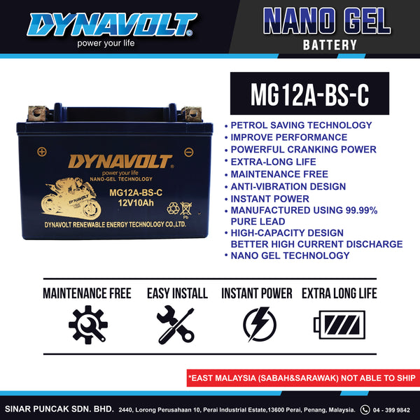 Dynavolt Battery MG12A-BS-C 12V 10Ah