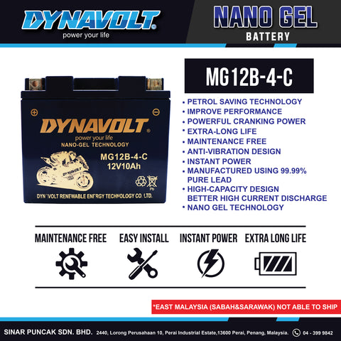 Dynavolt Battery MG12B-4-C 12V 10Ah