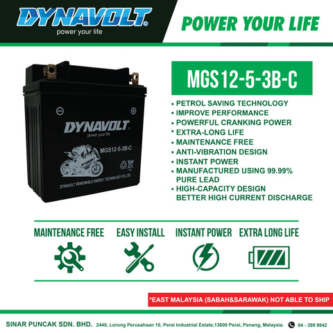 Dynavolt Battery MGS12-5-3B 12V 5Ah